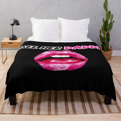 Call Her Daddy Quote Lips Throw Blanket