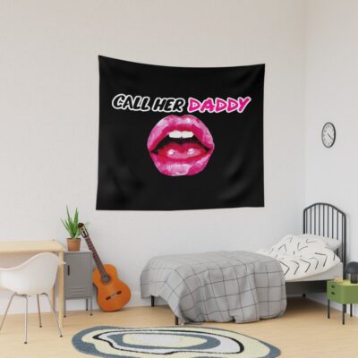Call Her Daddy Quote Lips Tapestry